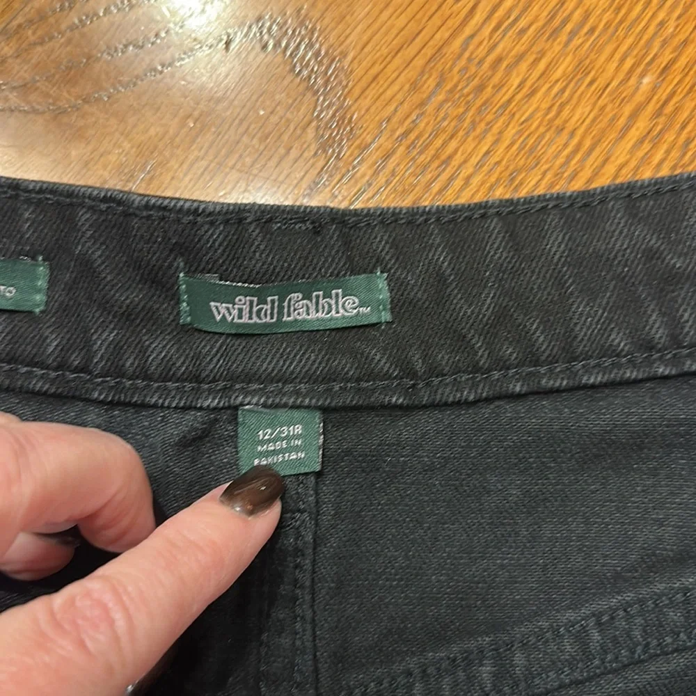 Super-High Rise Distressed Baggy Jeans - Wild Fable™ Black Wash - Picture 11 of 16